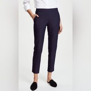 Theory Thaniel Modern Crepe Cropped Straight Leg Pants Navy Blue
